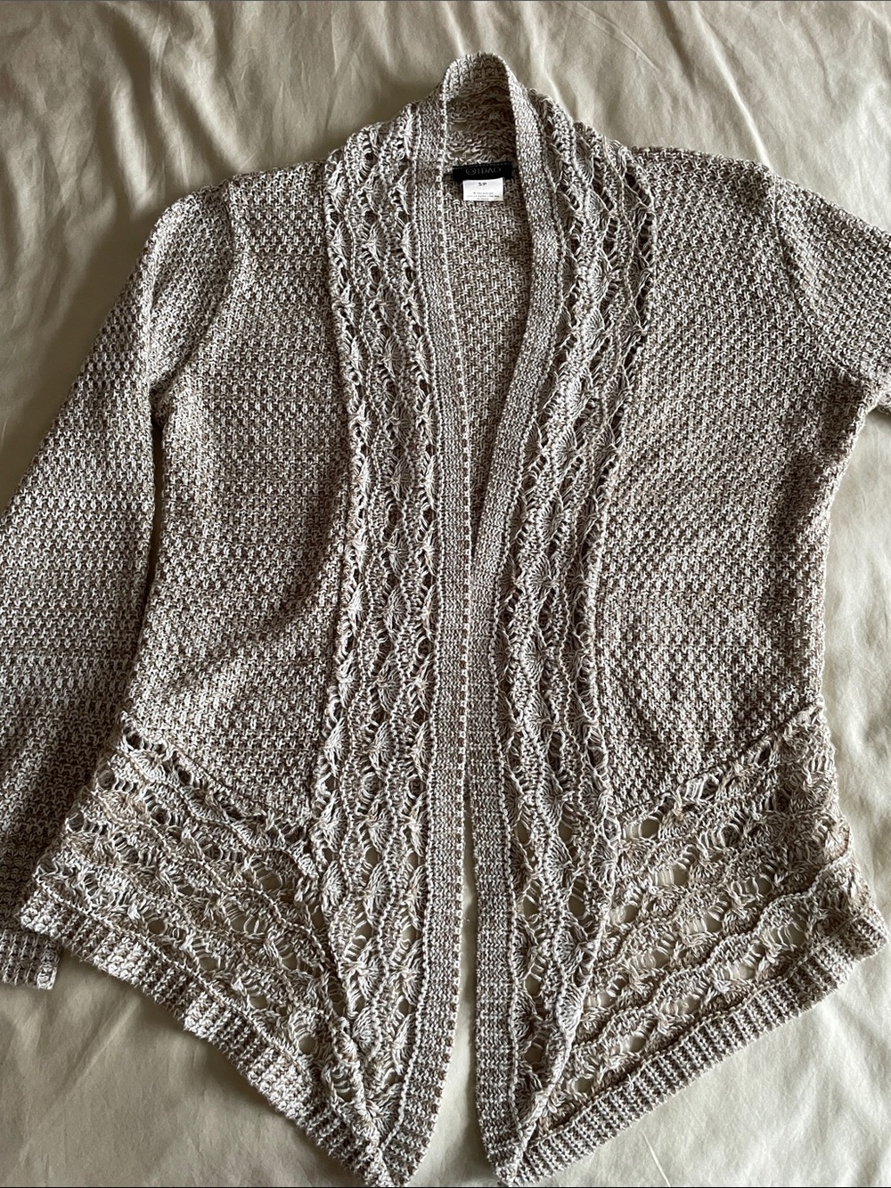 S-M Lace Knit Asymetric Cardigan